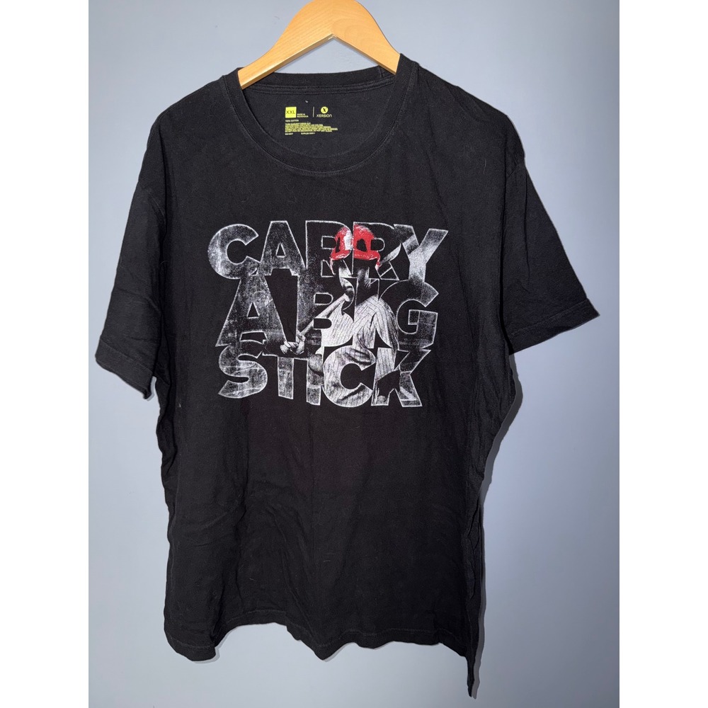 Xersion Carry A Big Stick Baseball Graphic T-Shirt Mens XXL Black Cotton Tee